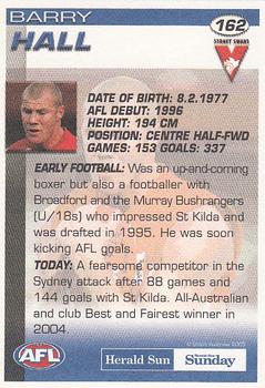 2005 Select Herald Sun AFL #162 Barry Hall Back
